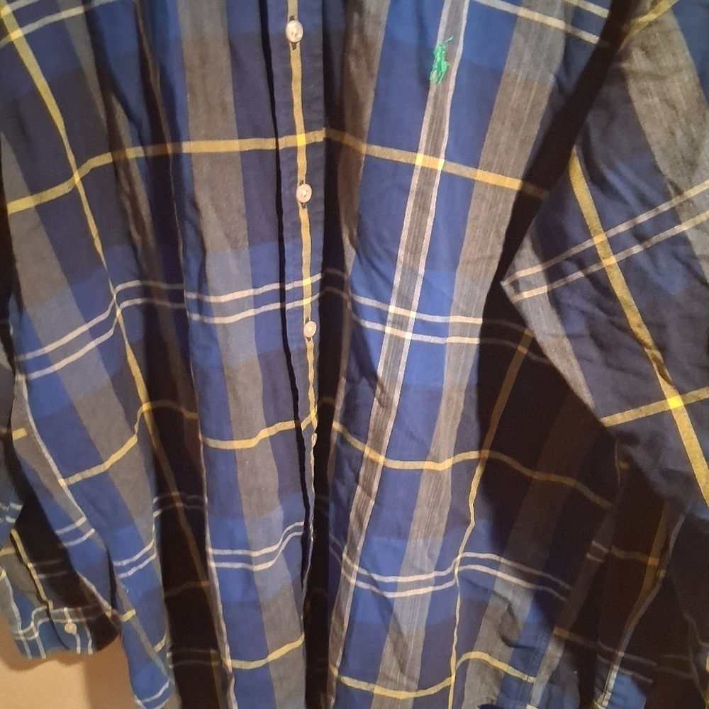 Vintage RALPH LAUREN Blaire 100% Cotton BUTTON DWN Blue Yellow L - Picture 3 of 7